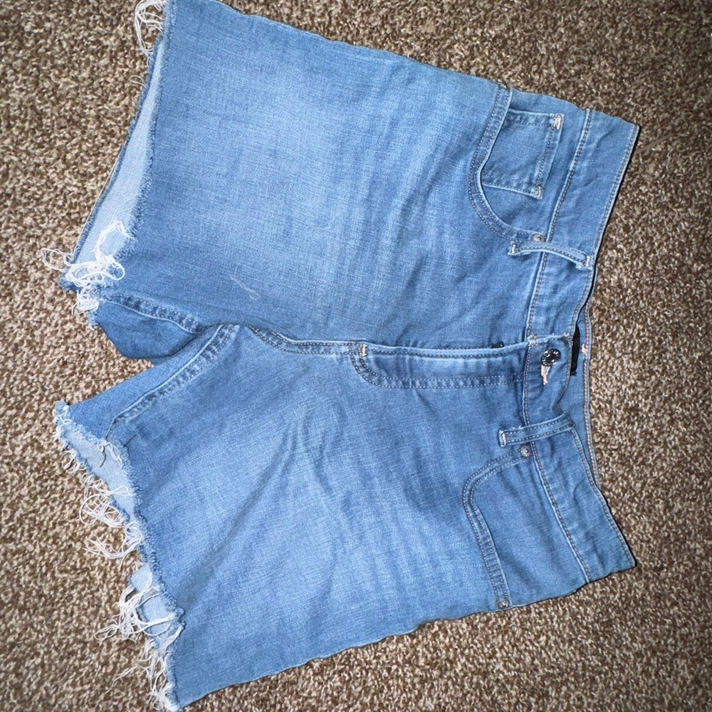 Express Blue Jean Shorts with Distressed Hem